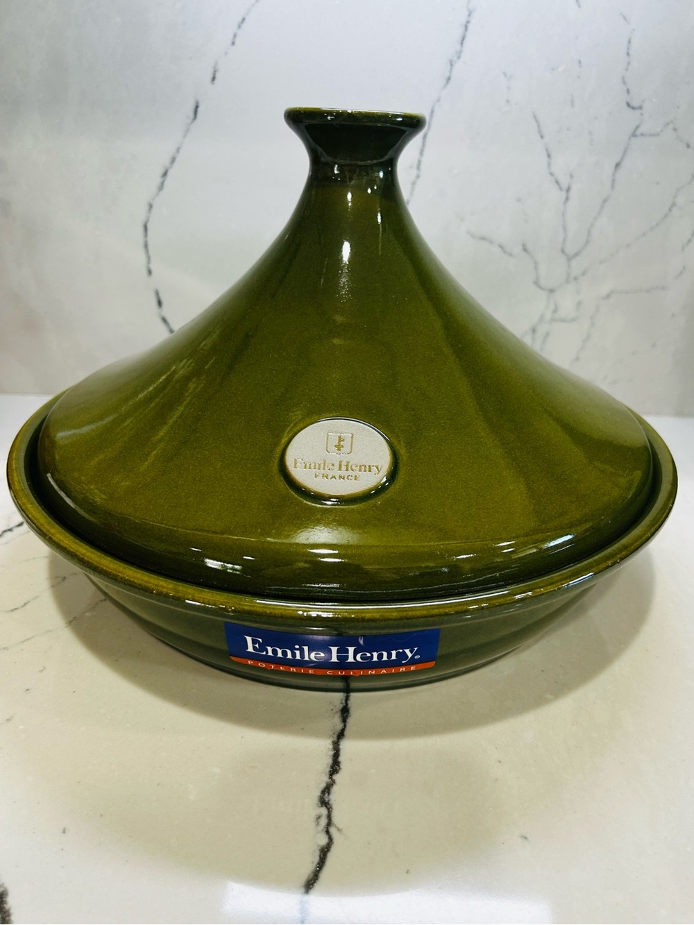 Brand New Emile Henry 12.5 Olive Green Ceramic Tagine